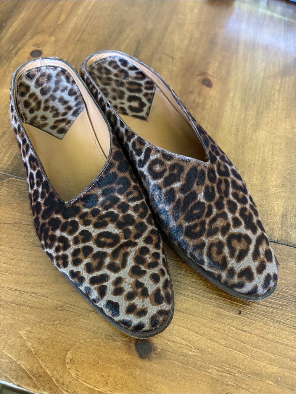 Leopard Print Slip-On Mules - Brown